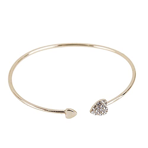 Bracelet for Women, Heart Crystal Love Opening Bracelet, Acrylic Colored Gemstone, Women's Hear Heart Jewelry Collection, Clear Crystals (A)