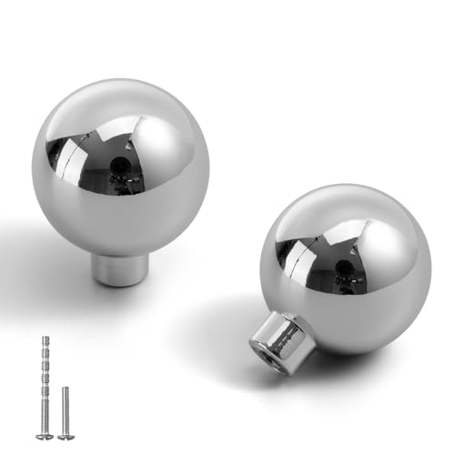 YAGU 10 Pack Bright Silver Kitchen Cabinet Knobs 0.9 Inch Round Solid Dresser Drawer Knob Polished Chrome Modern Hardware Pulls for Closet Cupboard Wardrobe