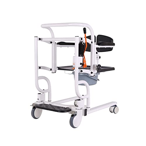 Silla de traslado de pacientes con ruedas hidráulicas para el hogar, portátil, cómoda de cabecera con asiento y cuña abatibles a 180°, ducha multifunción, elevador manual para el hogar para