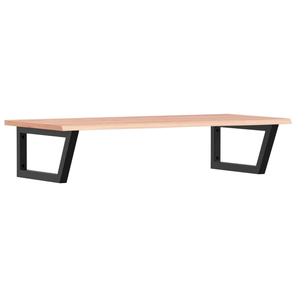 Blat pod umywalkę ze stalowymi wspornikami, lite drewno dębowe, blat pod umywalkę, 100 x 50 cm, regał ścienny do łazienki, czarny
