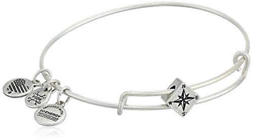 Alex and Ani Women's Compass Symbol Bead Charm Bangle, Rafaelian Silver