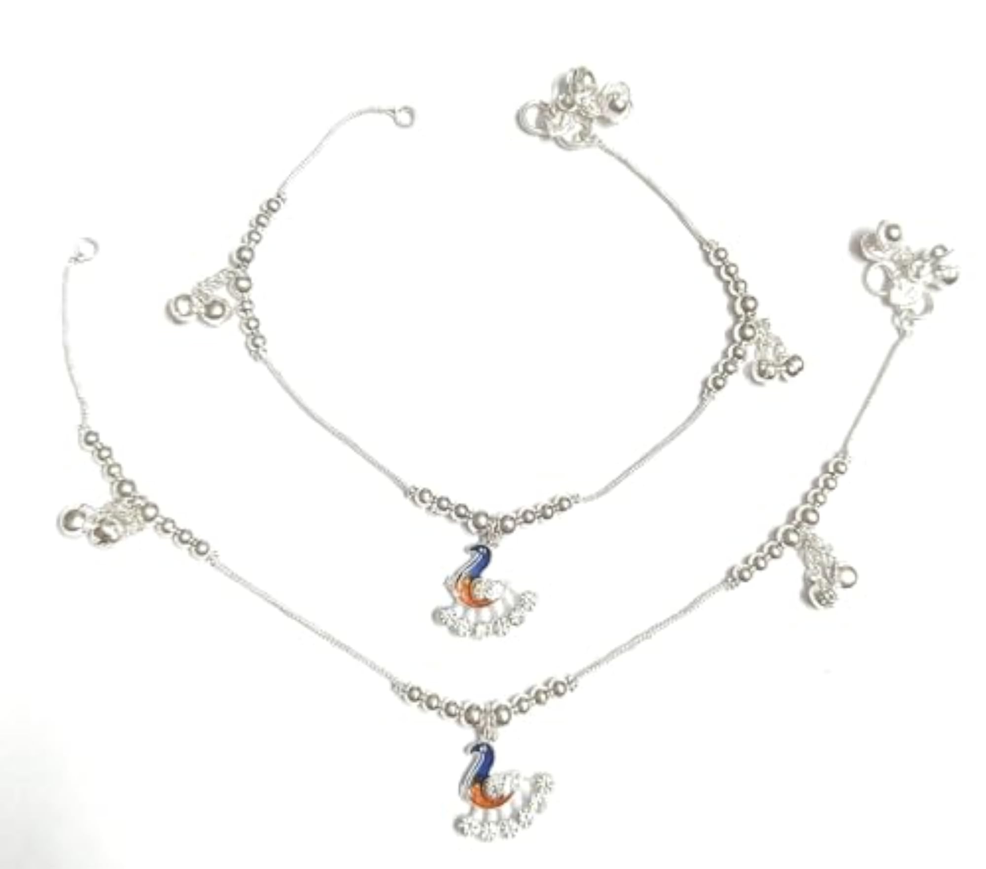 MRACE Decorative Chain Anklet with Blue and Turquoise Peacock Design, Elegant