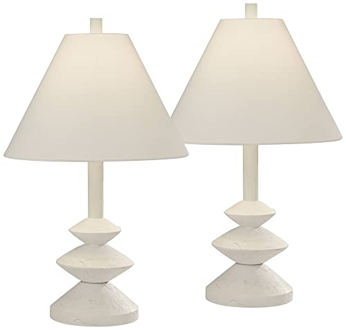 Lámparas de mesa modernas 24.5" blancas juego de 2 miniatura 2