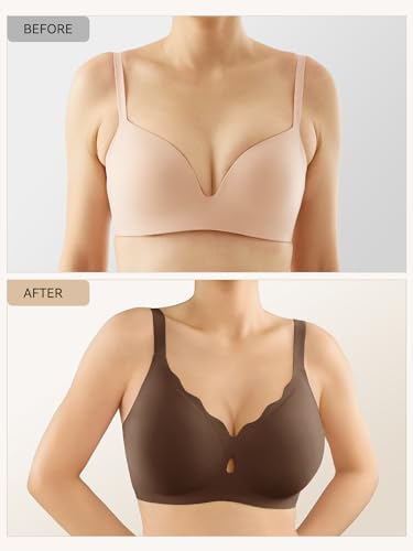 Image of LUCKMEEY Bras for Women No Underwire Wave Push Up Wireless Bra Seamless Bras Full Coverage Bralettes Lift Everyday Bras
