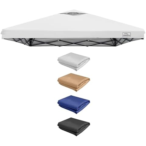 KAMPKEEPER Pop Up Canopy Tent Top Replacement Cover Roof with Air Vent, Polyester UV 30 Waterproof for Outdoor Garden Patio Pavilion Sun Shade(Top Only) (White, 8x8FT) Cover