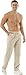 HOEREV Men Casual Beach Trousers Linen Summer Pants, Beige, Large