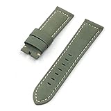 panerai radiomir base Länge: 115 mm*75 mm Genggeng 22mm 24mm Retro Vintage Kalb Pferd Nubuck Leder -Uhrband -Kompatibel mit Panerai Luminor Radiomir Uhrengurt Edelstahlschnalle (Band Color : Green Strap, Size : 12)