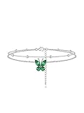 Bestyle Anklets For Women Sterling Silver Ankle Bracelet Womens Emerald May Birthstone Anklet Jewellery