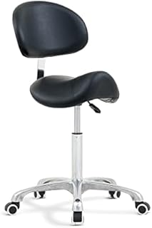 Antlu Saddle Stool Chair with Back Ergonomic Rolling Esthetician Seat for Salon Tattoo Shop Spa Home Dentist Clinic (with Backrest, Black)