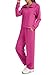 Casly Lamiit 2 Piece Outfits for Women Trendy Sweatsuits Matching Lounge Set 1/2 Zip Lapel Sweatshirt Jogging Sweatpants Athletic Tracksuit Rose Pink XS