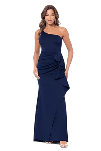 Image of Xscape Women's Betsy & Adam Women's Metallic V-Neck Long Sleeve Flowy Floor Length Dress