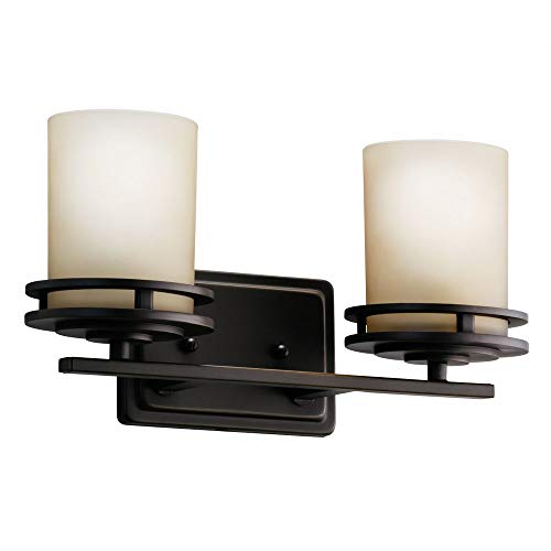 Image of Kichler Hendrik 14.5 inch 2 Light Vanity Light with Light Umber Etched Glass Olde Bronze