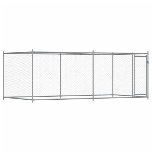 vidaXL Gabbia per Cani con Porta Grigia 4x2x1,5 m in Acciaio Zincato