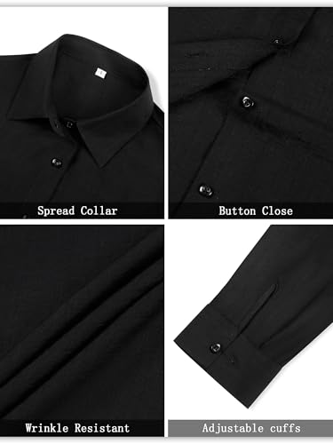 Ficovis Women's Blouses & Button-Down Shirts for Women Business Casual Womens Work Tops Long Sleeve Button Down Black Size XL — view 3