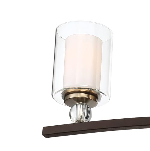 Image of Minka Lavery 3080-416 Studio 5 Vanity Bath Light, 4-Light, 240 Total Watts, 33-in H x 9-in W, Painted Bronze with Natural Brushed Brass