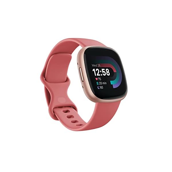 Fitbit Versa 4 Fitness Smartwatch with Daily Readiness, GPS, 24/7 Heart Rate, 40+ Exercise Modes, Sleep Tracking and more, Pink Sand/Copper Rose, One Size (S & L Bands Included)