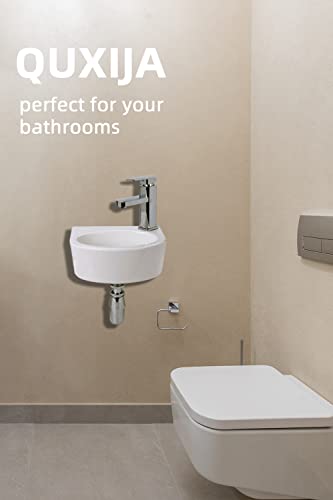 Wall Mount Hang Small Vessel Sink, Ceramic Liberty Wall Mount Sink, Modern Bathroom Sink, Classic Look And Save Space, Right Hand,12" X9.3" #TOP4