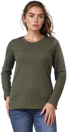 Women's Cotton Solid Round Neck Full Sleeve Regular Fit Casual Tshirt | Stylish T Shirts for Women