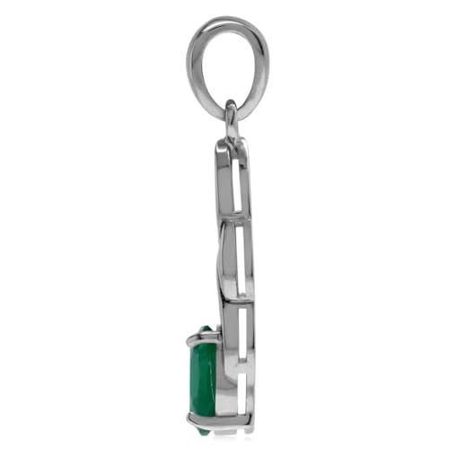 Silvershake 1.12ct. Natural Emerald Green Agate 925 Sterling Silver Celtic Knot Pendant with 18 Inch Chain Necklace4