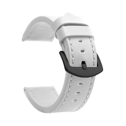 [KKTHRFFKK] Fashion Watch Band Strap Sport Vintage Leather Watchband Stainless Steel Buckle Accessories 18mm 20mm 22mm 24mm(Whit