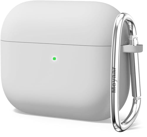 Image of Meyaar for Apple AirPods Pro 3 ​​​​​​​Case Cover with Keychain, Soft Skin Silicone Case Cover, Full Protective Case Cover Compatible with AirPods Pro (3rd Generation) Case 2025 (Light Grey)
