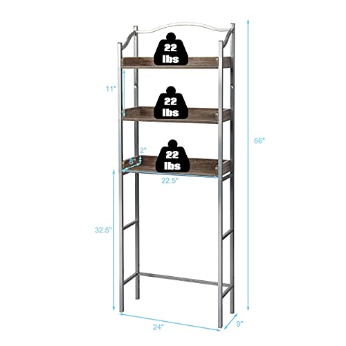 Giantex Over-The-Toilet Spacesaver 3-Tier W/Adjustable Shelves And Sturdy Metal, Easy Assembly Freestanding Bathroom Rack For Essentials Bathroom Storage Organizer Rack (Sliver) #TOP2