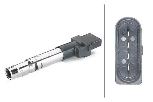 HELLA 5DA 230 036-331 Ignition Coil - 4-Pin - Candle Shaft Ignition Coil - Plugged