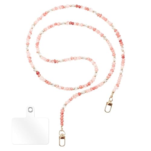 Cuerda para Móvil Universal con Parche Ultrafino Cordon para Movil con Cuentas Cordón para Móvil Tipo Bandolera Manos Libres Colgante para de Piedra Natural para Todos los Teléfonos Inteligentes, Caso