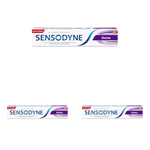Sensodyne Encías Pasta de Dientes Con Flúor, Alivio Para Dientes Sensibles, Protección Duradera Frente a la Sensibilidad Dental, 75 ml (Paquete de 3)