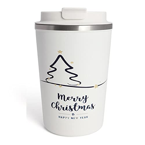 Artlive Coffee Christmas Cup, Travel Mug 380ml Insulated & Double Wall Reusable Travel Cup - Thermal Stainless Steel Eco-Friendly with Lid - Hot & Cold Coffee Mug (Christmas2, 380 ml)