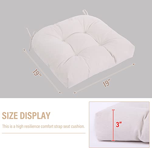 Tiita 19"X19" Patio Chair Pads Cushions, Outdoor/Indoor Seat Cushion With Ties, Waterproof Wicker Seat Chair Cushion, Square Floor Pillows Pad For All-Weather Dinettes/Antique Porch Swings (Beige) #TOP3