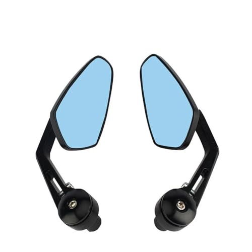 Espejo retrovisor lateral antirreflejos azul de aluminio para extremo barra de moto