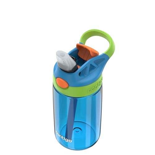 Image of Contigo Autospout Kids Water Bottle 14oz Single Pack Blue Poppy /Cool Lime