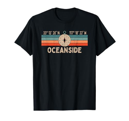 Brújula vintage Oceanside Retro California Camiseta