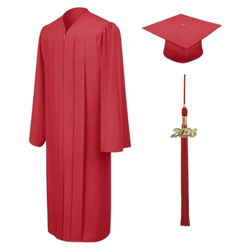 Image of CLERKMANS Unisex Matte Graduation Cap Gown Tassel Package, High School and University