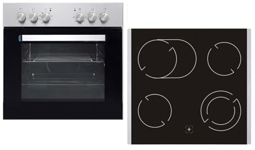 PKM Einbauherdset Glaskeramik Elektro Herd Set KH BIC7 2KB GK IX 2 schwarz silber mit Bräterzone
