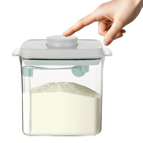 Dispensador de leche en polvo, 1,7 L, recipiente de polvo sellado con cuchara, caja portátil de leche en polvo, caja de almacenamiento de proteínas en polvo, adecuado para almacenar leche en polvo y