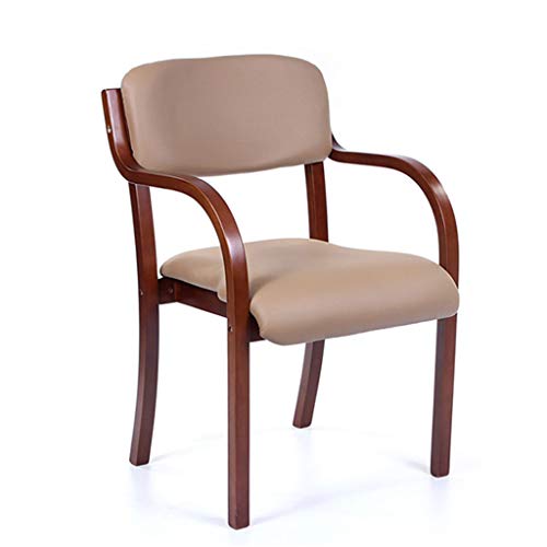 Chaise d'appoint/de Salle à Manger avec accoudoirs Chaises de réception en Bois de Noyer Empilable Home Office Restaurant Accent Desk Chair, Siège en Cuir PU, Noir, Blanc, Marron Cover