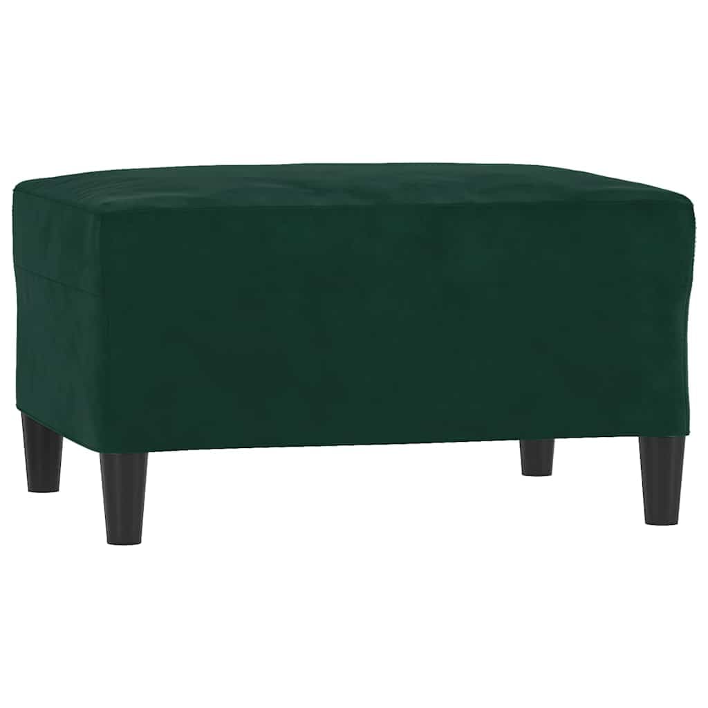 Poggiapiedi in velluto verde scuro, 70 x 55 x 41 cm, robusto sgabello imbottito per soggiorno e spogliatoio, multifunzionale, facile da pulire e stabile