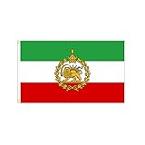 Flagge Iran Royal mit Löwe 90x150cm ALT Iranische Royal Löwe Fahne Ehemalige Persien, lichtbeständig, doppelt genäht, Digitaldruck, lebendige Farbe, mit Messingösen für Garten Innen Außenbereich