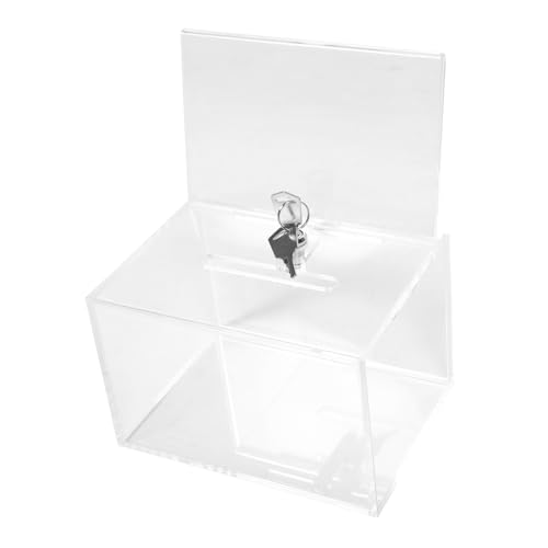 ANDRESLAD Caja de Donaciones Acrílica Transparente con Cerradura y Llave Buzón de Pared Seguro para Opiniones y Escuelas y Oficinas Montaje Fácil y Diseño Duradero