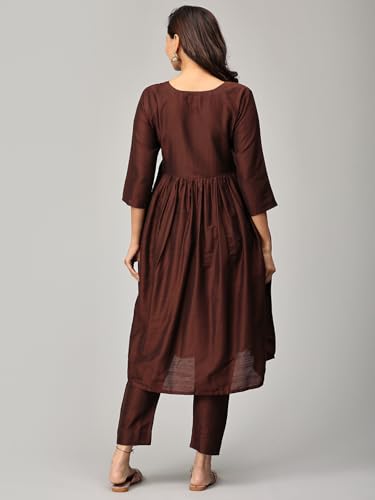 Image of The Mom Store Women's Raw Silk Maternity and Nursing Kurta Set | Front Zipper for Easy Feeding Pre and Post Pregnancy