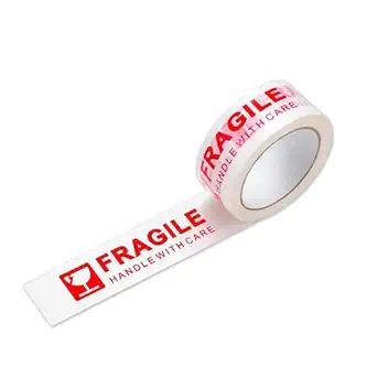 IndiPac BOPP Cello Tape Self Adhesive with Fragile Handle Care - 2 Inch 65 Meter Length Industrial Packaging & Shipping Tape for E-Commerce Box Secure Packing Pack of pcs (12)