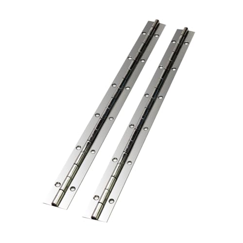 Lot de 2 Charnières Continues en Métal pour Piano 300x38x1mm en Acier Inoxydable Ouverture à 270 Degrés Charnière de Meubles Robuste pour Pianos, Armoires, Portes, Grandes Fenêtres, Bateaux, Chromé