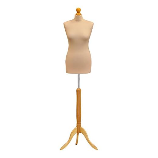 Mannequin de couture, buste féminin, taille 8, sur trépied en bois