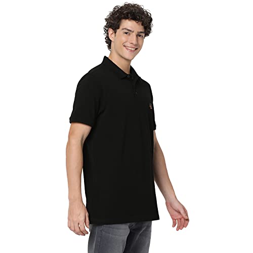 Image of Spykar Men's Slim Fit Polo Neck Half Sleeve Solid Casual T-Shirt