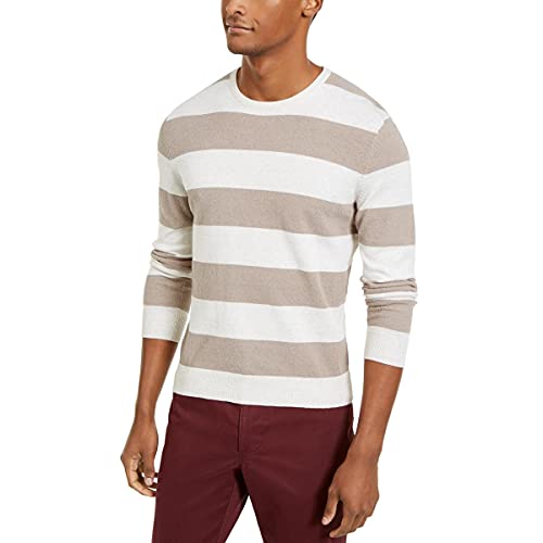 Tasso Elba Mens Striped Cozy Sweater Brown M