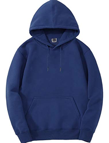 Kit 2 Casacos Moletom Canguru Capuz Blusa Frio Liso Grosso (Preto-Azul, GG)