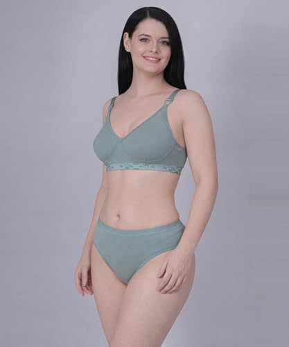 Image of Pack of 3 Padded T-Shirt Bra & Panty Set for Women & Girls | Non-Wired Comfortable Lingerie Set | Soft Everyday Innerwear with Matching Hipster Panty