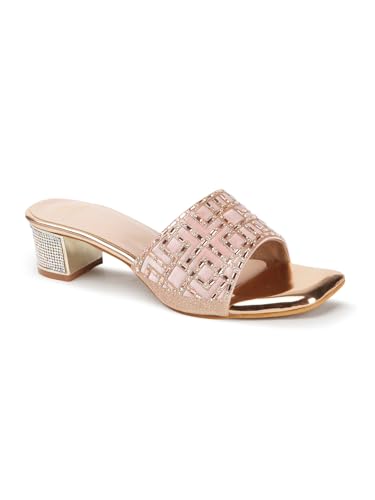 Image of Carlton London Women Stylish Fashion Embellished Ethnic Sandals for Outdoor, Party, Wedding and Holidays with Block Heels
